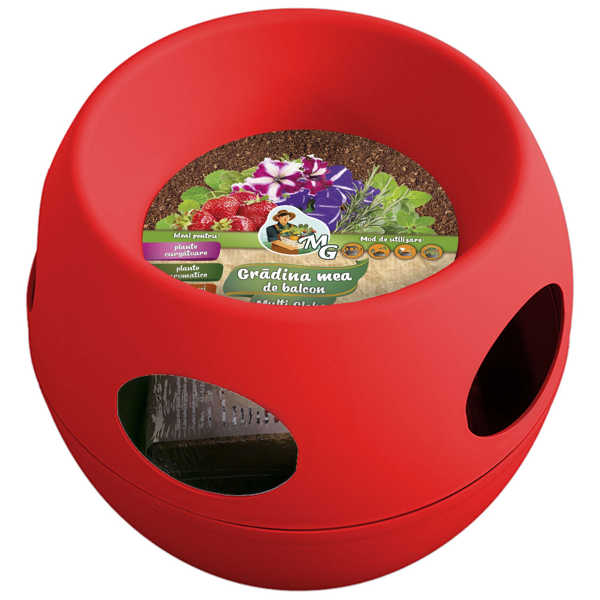 Ghiveci Multi Globe pentru gradini suspendate, culoare red