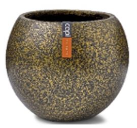 Masca de ghiveci cu forma sferica Terrazzo, din material sintetic, dimensiuni 18x15cm, culoarea Gold