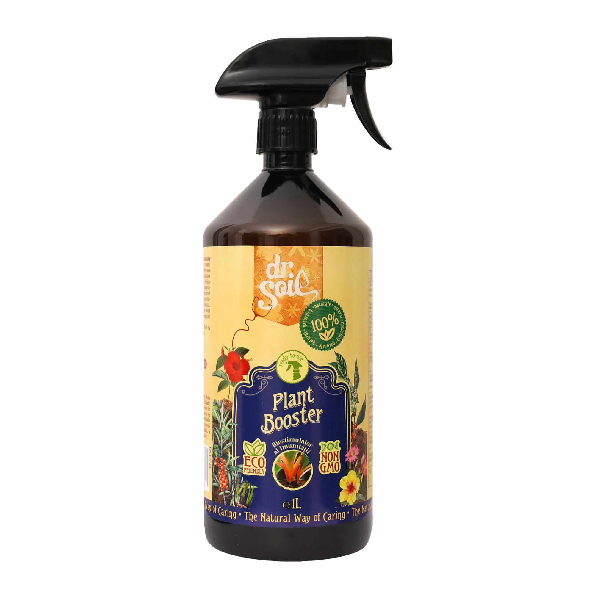 Dr.Soil PLANT BOOSTER, biostimulator al imunitatii plantelor, solutie gata de utilizare cu pulverizator de 1 litru