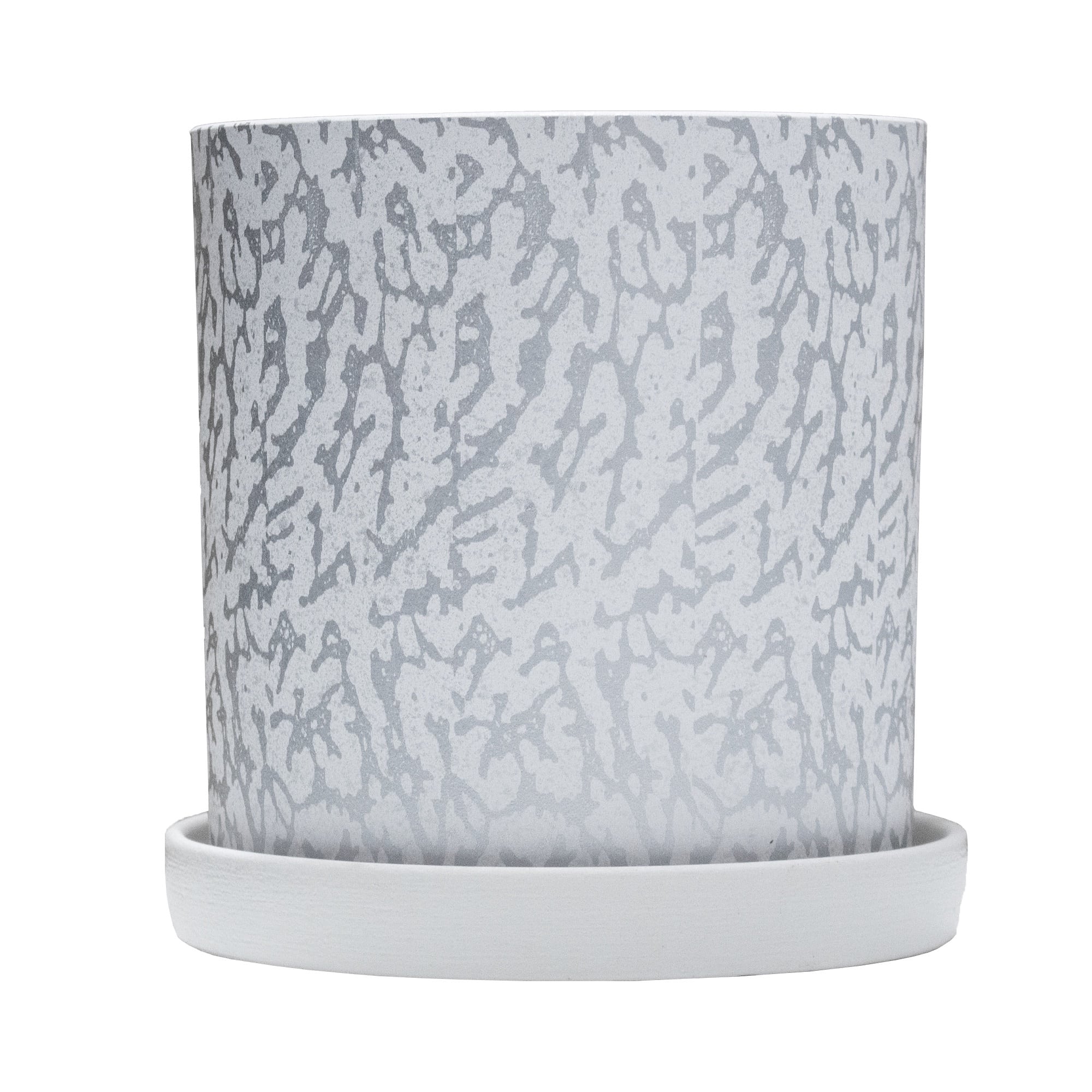 Ghiveci ceramic cu farfurioara Charm White Silver