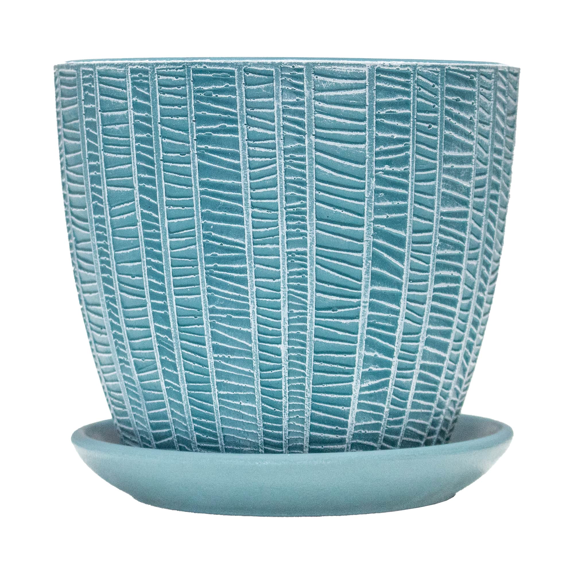 Ghiveci ceramic cu farfurie Metro Sea Wave