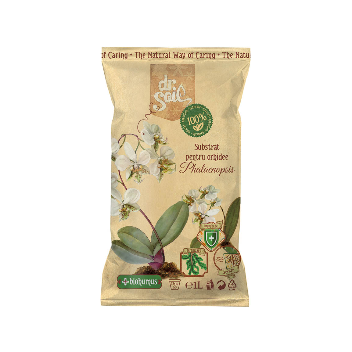 Substrat natural Dr.Soil pentru orhidee Phalaenopsis la punga de 1L