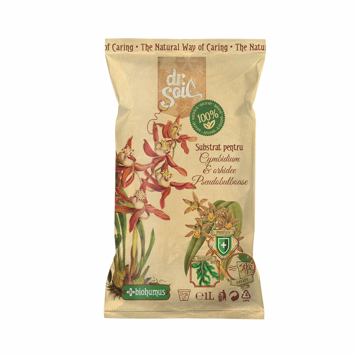 Substrat natural Dr.Soil pentru Cymbidium si orhidee pseudobulboase la punga de 1L