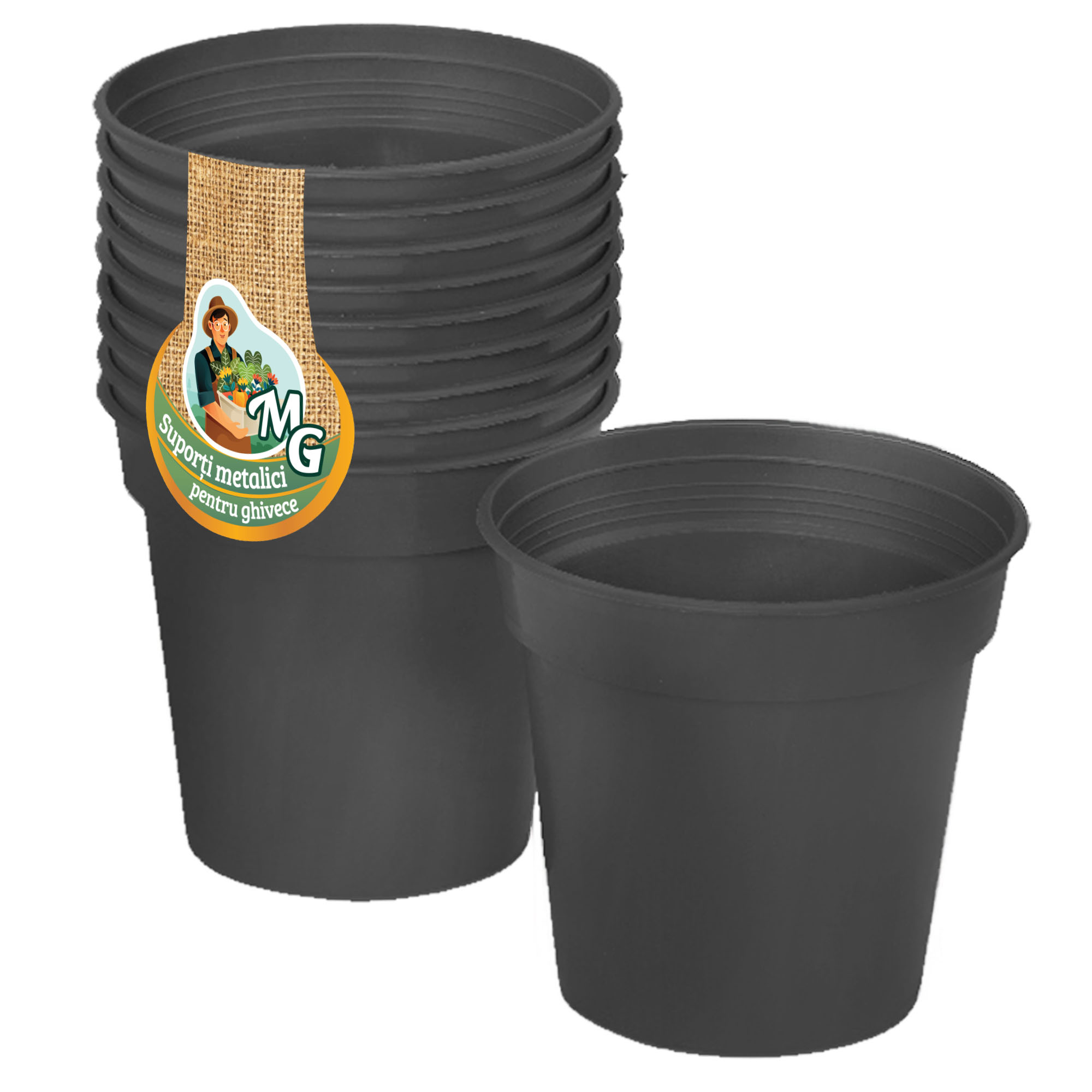 Set 10 Ghivece Productie culoarea negru, 9 CM