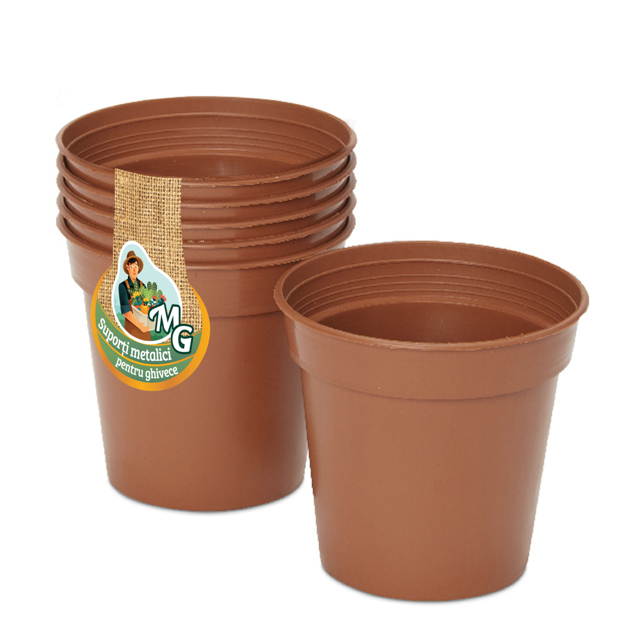 Set 5 Ghivece Productie culoarea terra, 15 CM
