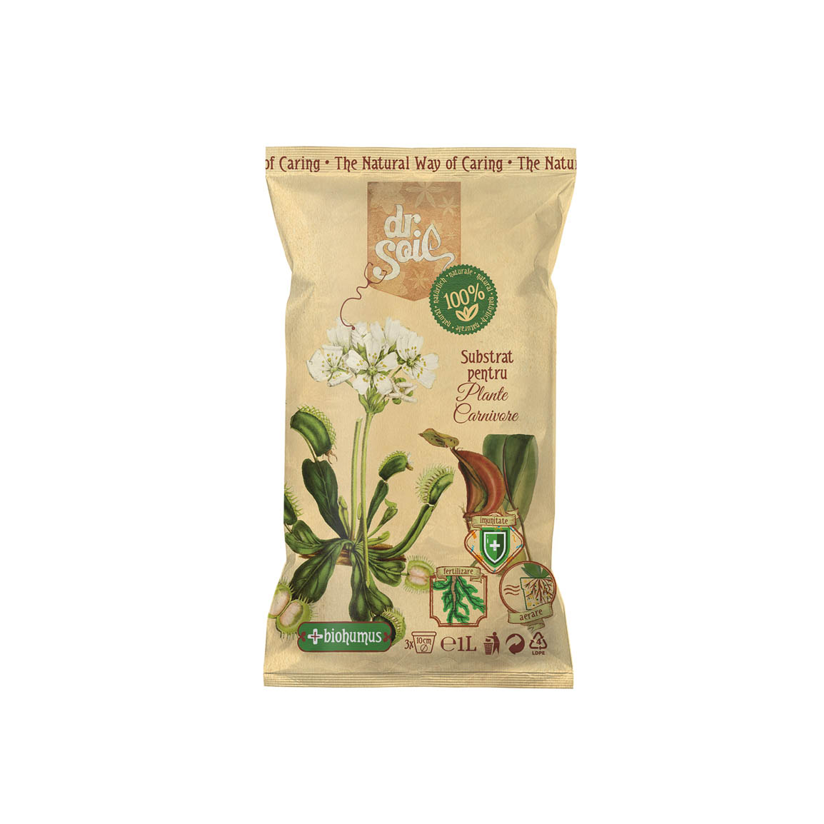 Substrat natural Dr.Soil pentru plante carnivore la punga de 1L