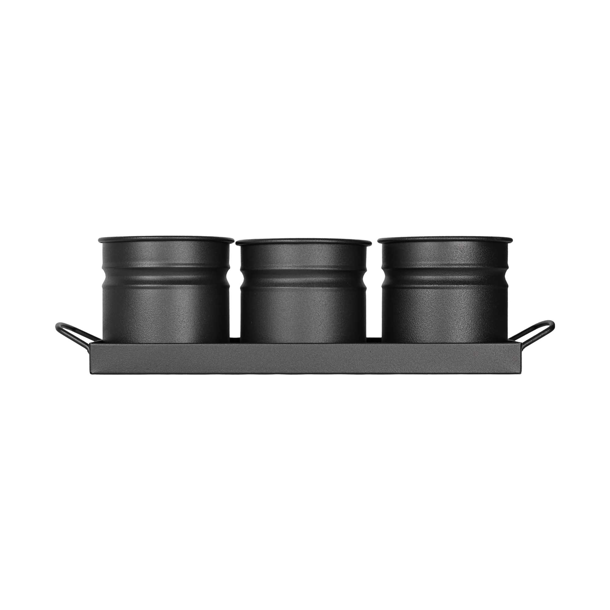 Tavita din metal cu 3 minighivecele Mary\'s Garden Supplies 40 cm, culoarea negru