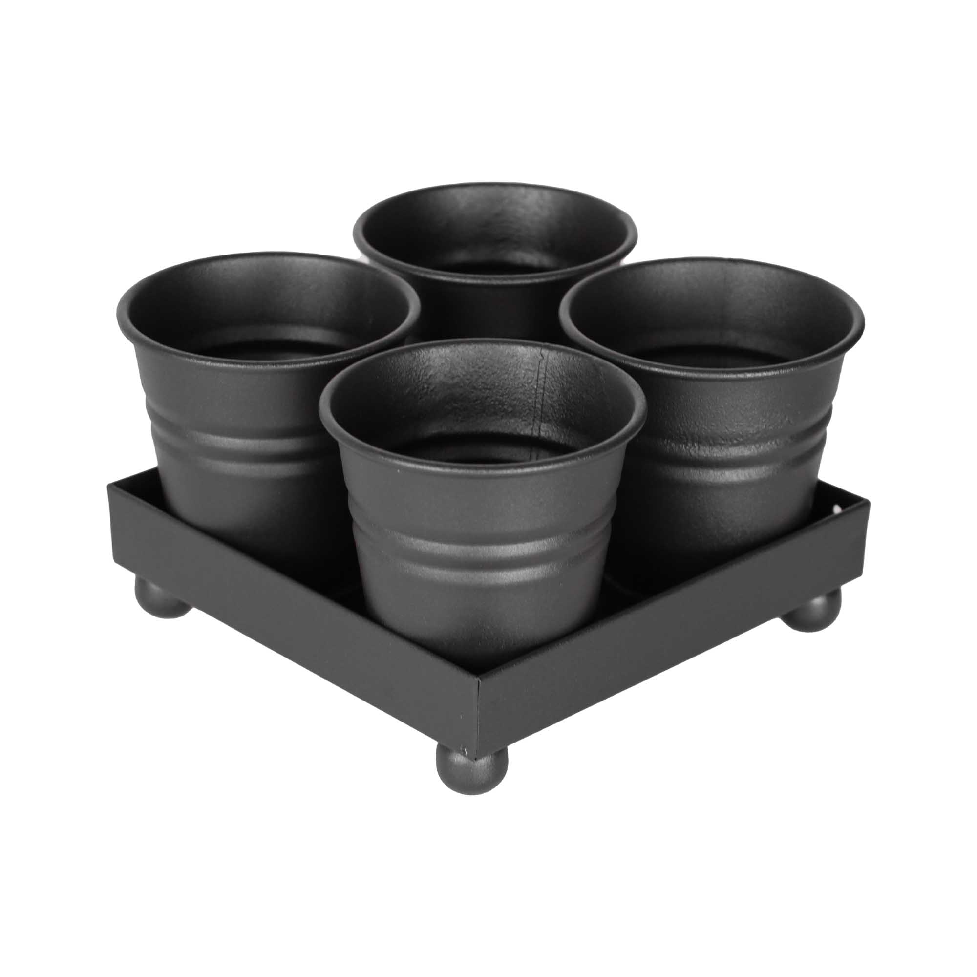 Tavita din metal cu 4 minighivecele Mary\'s Garden Supplies, culoarea negru