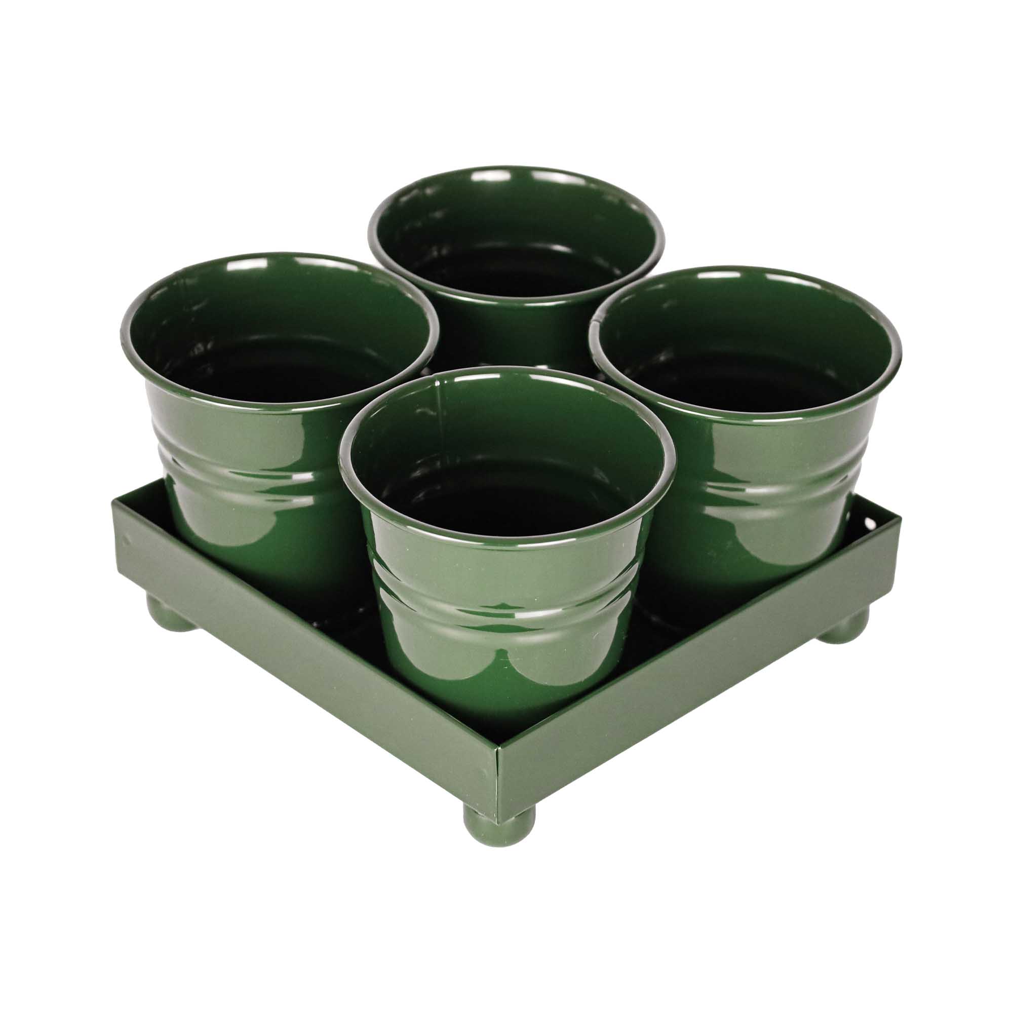 Tavita din metal cu 4 minighivecele Mary\'s Garden Supplies, culoarea verde