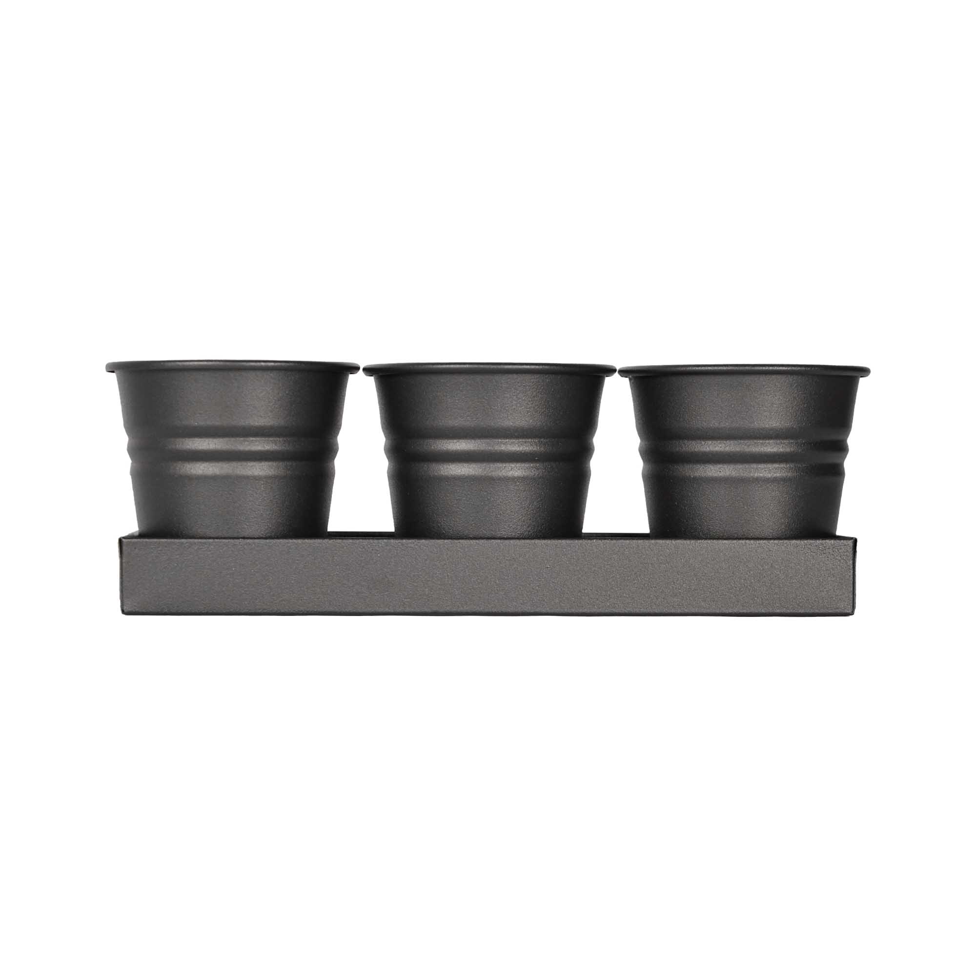 Tavita din metal cu 3 ghivecele Mary\'s Garden Supplies, 33 cm, culoarea negru