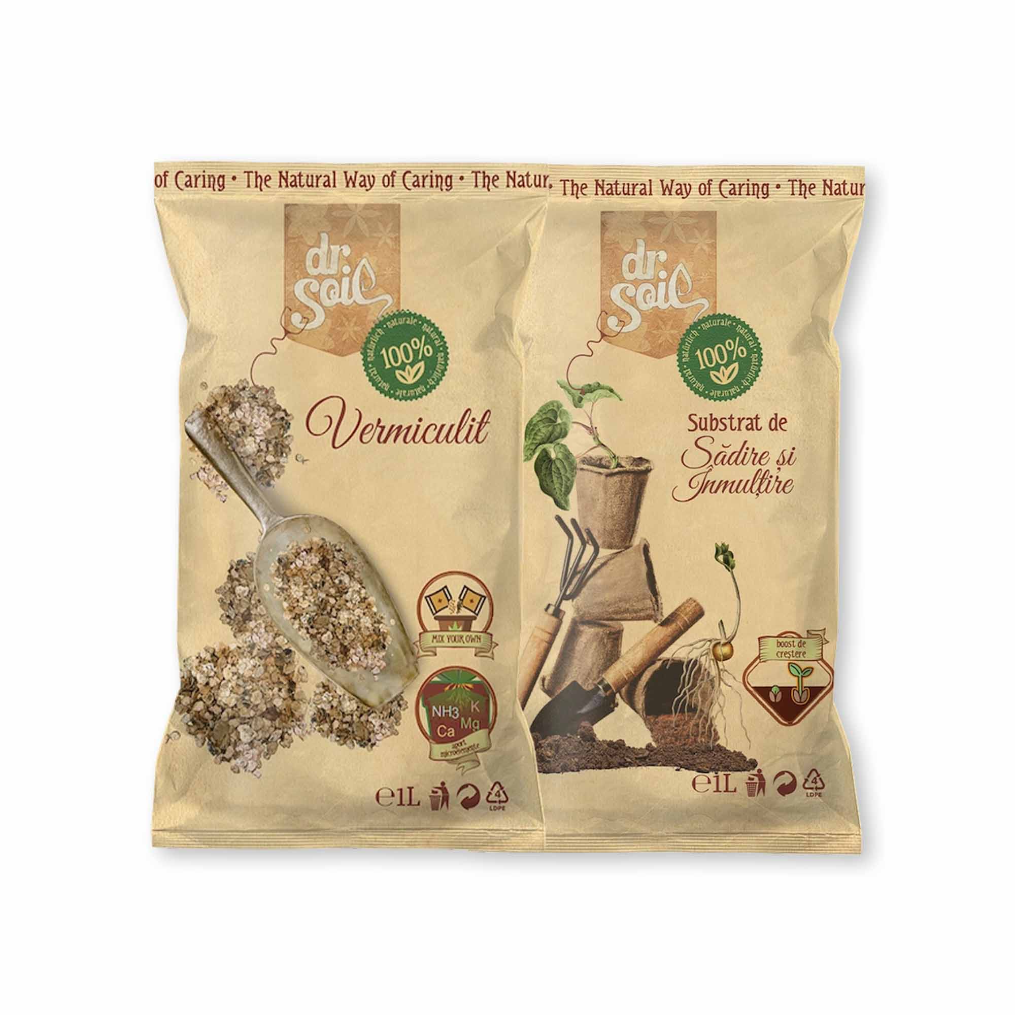 Pachet Dr.Soil pentru infiintare rasadnite cu vermiculit si substrat natural pentru insamantare
