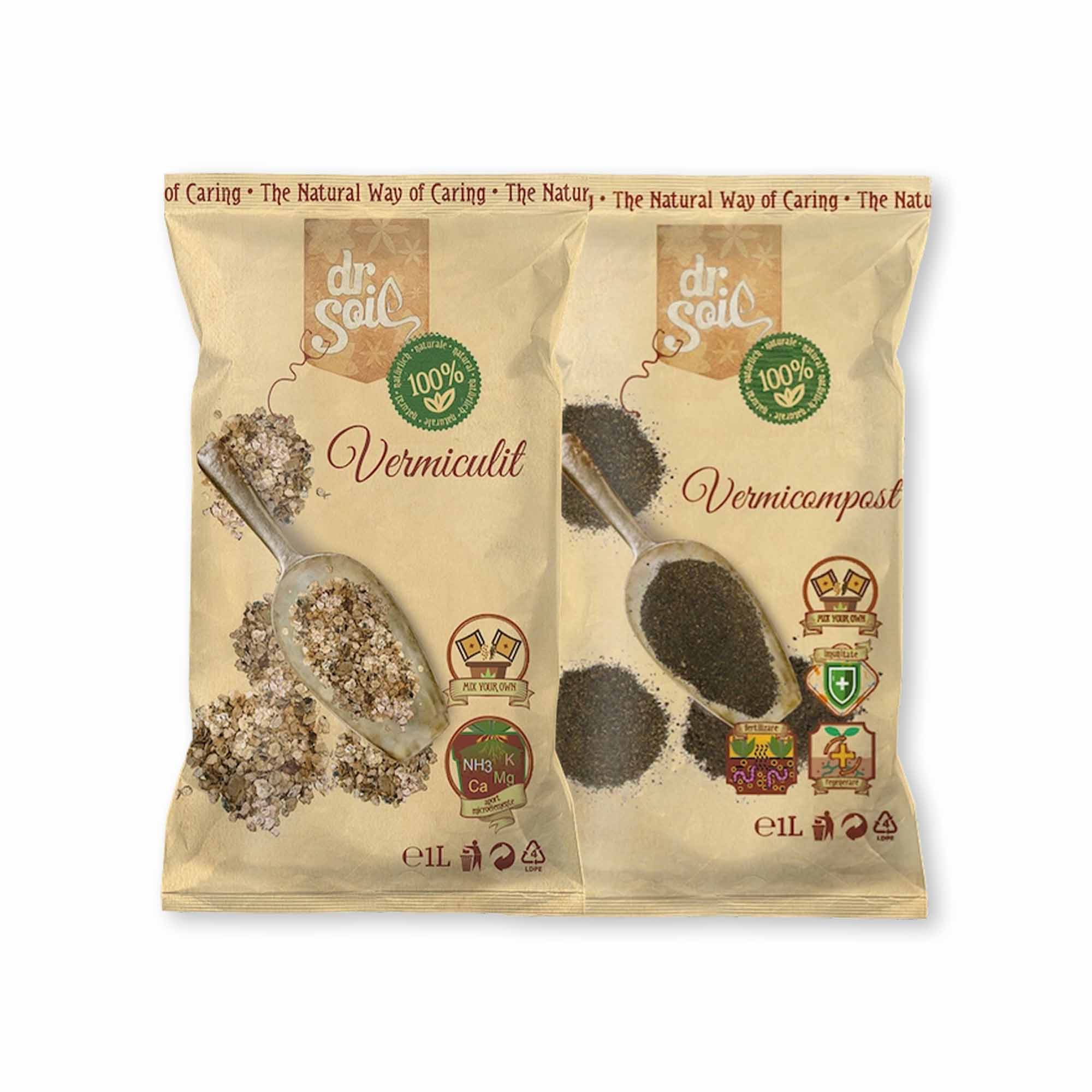 Pachet Dr.Soil pentru amestecuri de sol pentru insamantare cu vermiculit si vermicompost