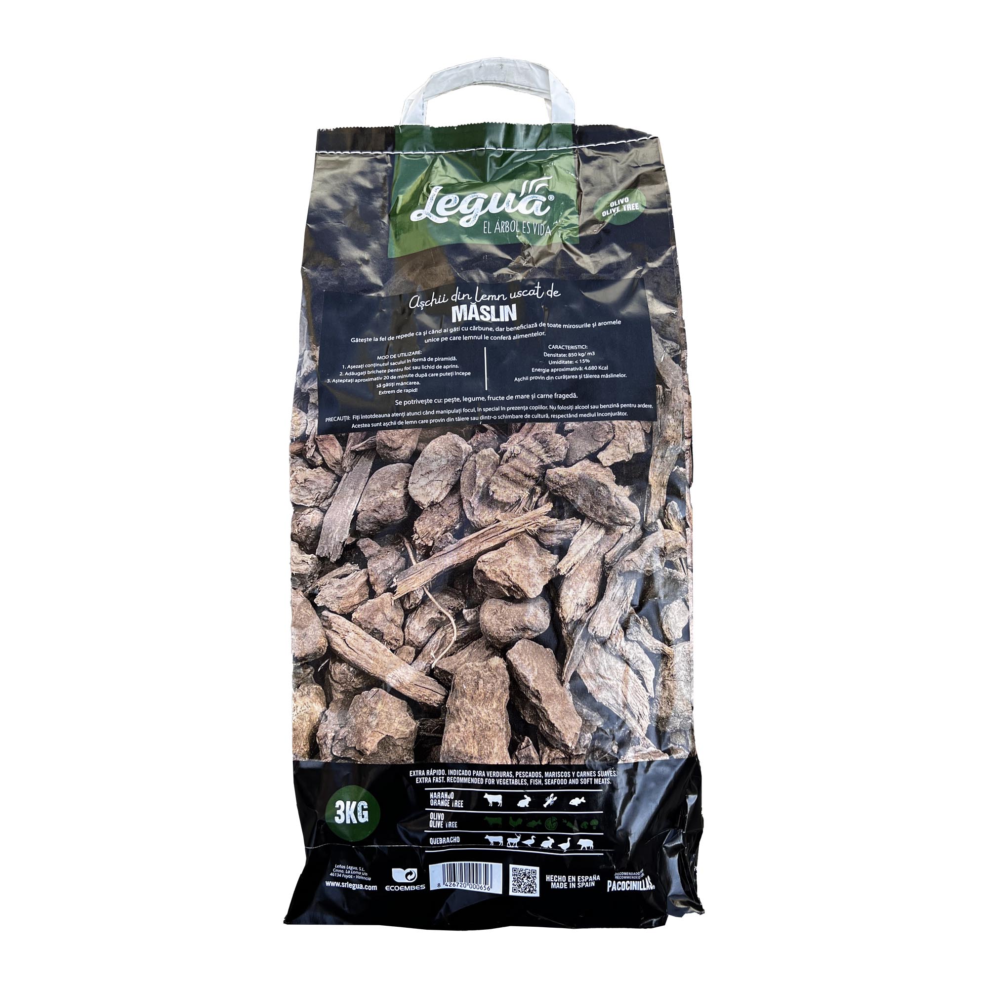 Aschii aromatizate din lemn uscat de Maslin Legua, la sac de 3kg, pentru afumarea carnurilor sau a pestelui la gratar