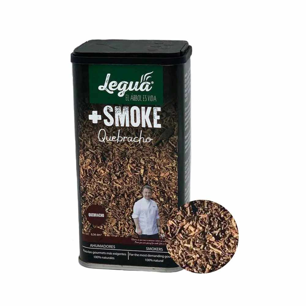 Rumegus din Quebrancho pentru afumat Legua +SMOKE - , la recipient de 360 ml, pentru aromatizarea prin afumare a carnii de miel, vita, porc si vanat