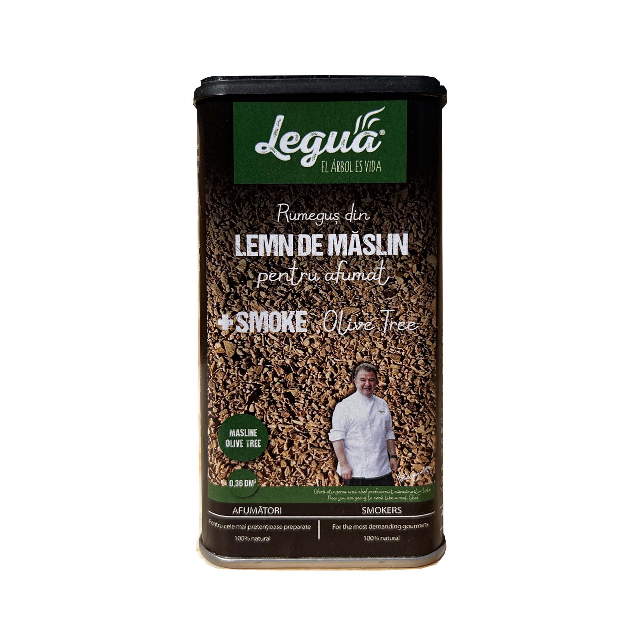 Rumegus din Maslin pentru afumat Legua +SMOKE - , la recipient de 360 ml, pentru aromatizarea prin afumare a carnurilor rosii si de vanat