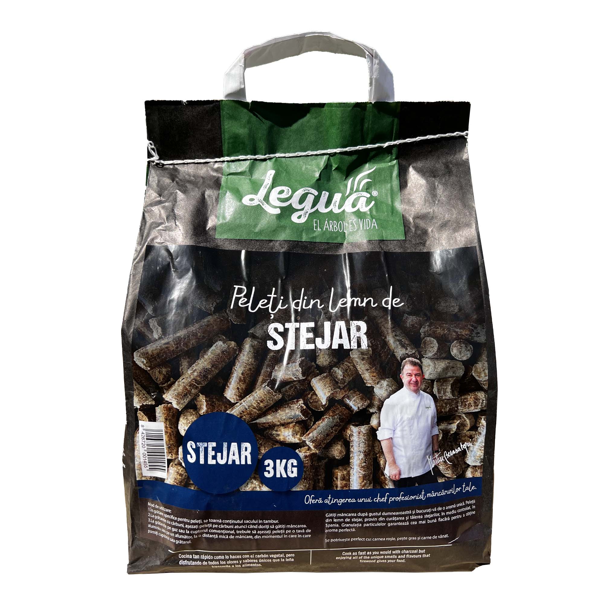 Peleti din lemn de stejar pentru gratar si afumatoare Legua, pentru peste gras, carne rosie si carne de vanat 3kg