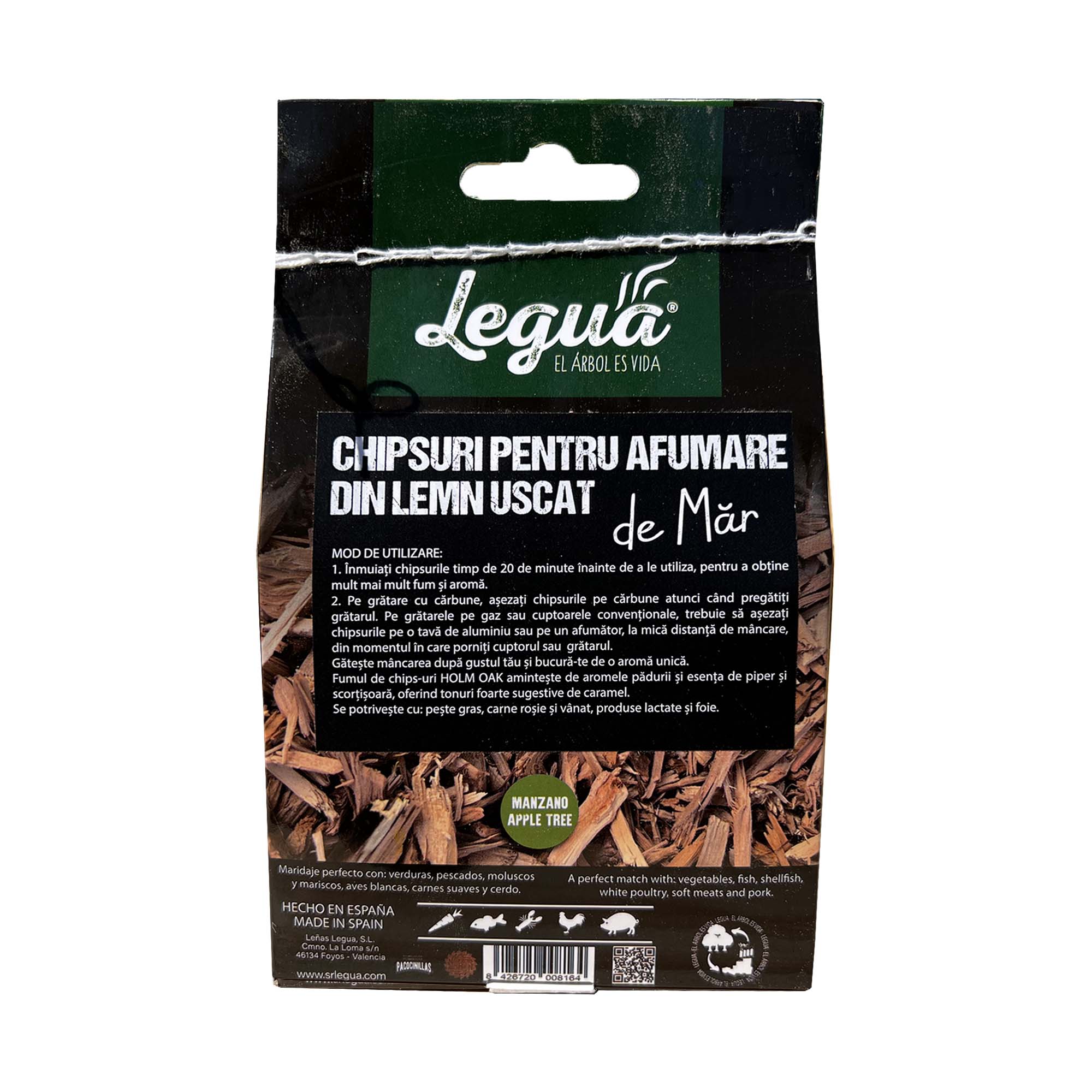 Chipsuri pentru afumare din lemn uscat de Mar Legua, la punga de 600 gr, pentru aromatizarea carnurilor albe si a legumelor