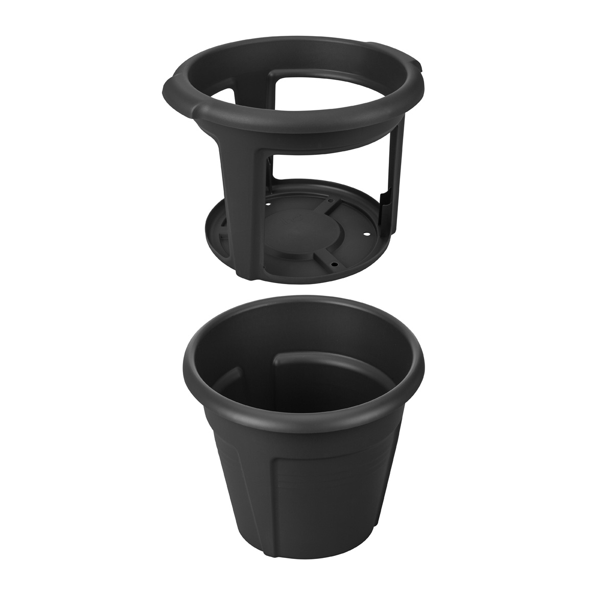 Ghiveci dublu pentru cresterea cartofilor pe balcon sau pe terasa Green Basics Potato Pot cu diametrul de 33cm, din plastic reciclat, culoarea neagra