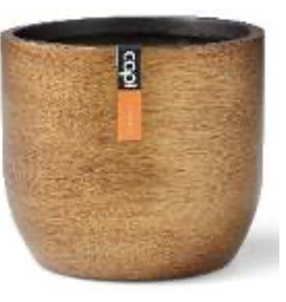 Masca de ghiveci premium cu baza rotunjita Retro, din material compozit, dimensiuni 17x15cm, culoarea Cooper
