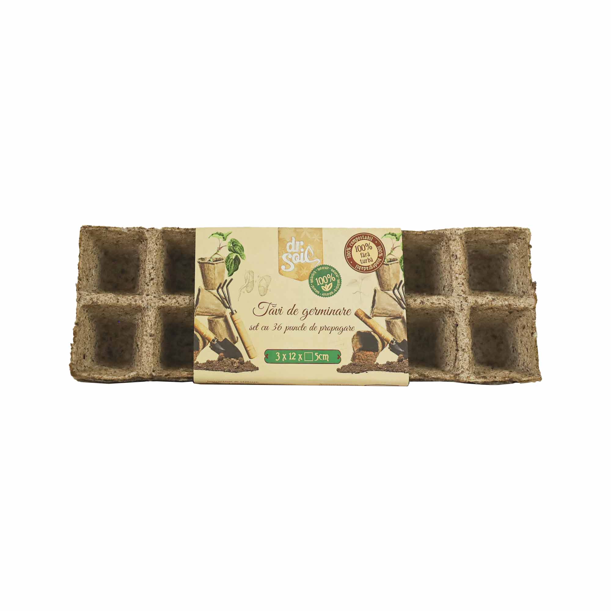 Set 36 alveole biodegradabile de 5 cm pentru germinare si sadire Dr.Soil, ideale pentru rasadnite