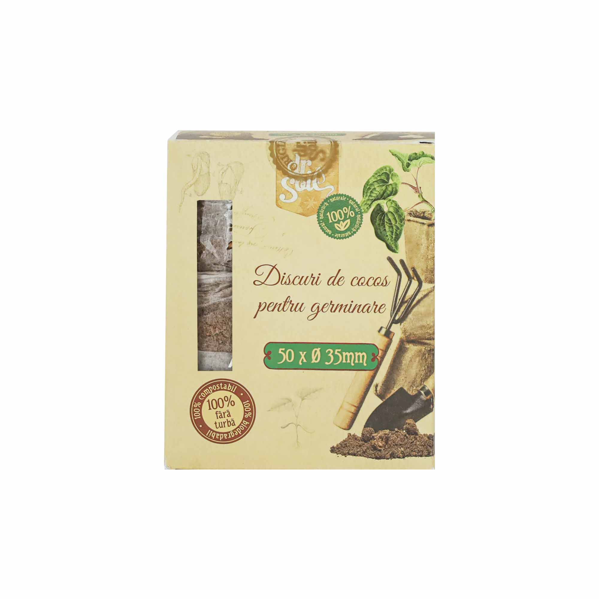 Set 50 pastile de cocos pentru germinare cu diametrul de 35 mm, ideale pentru rasadnite