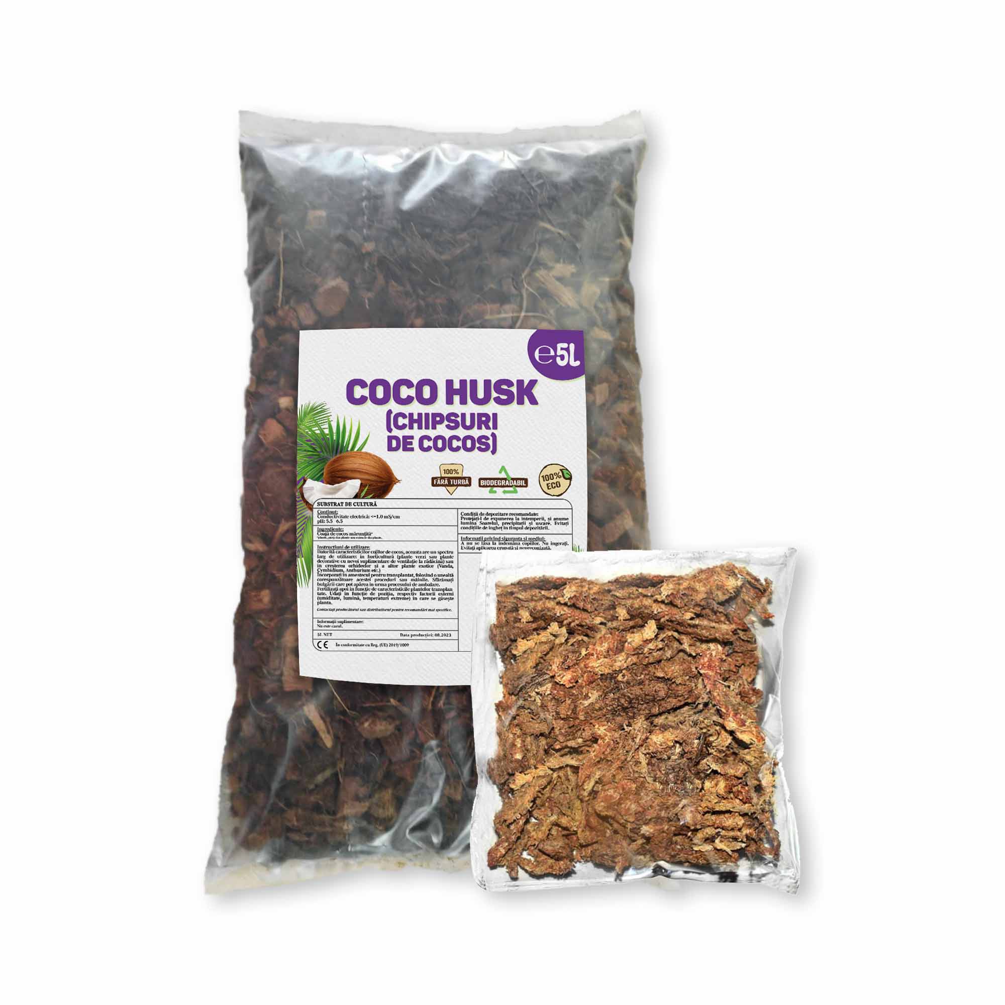 Baza de substrat pentru orhidee cu cipsuri de cocos la punga de 5L si sphagnum decomprimat